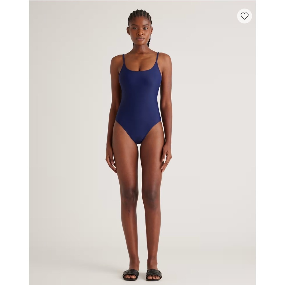 Navy Blue High Compression One Piece Swimsuit UPF 50 Recycled Fiber Large